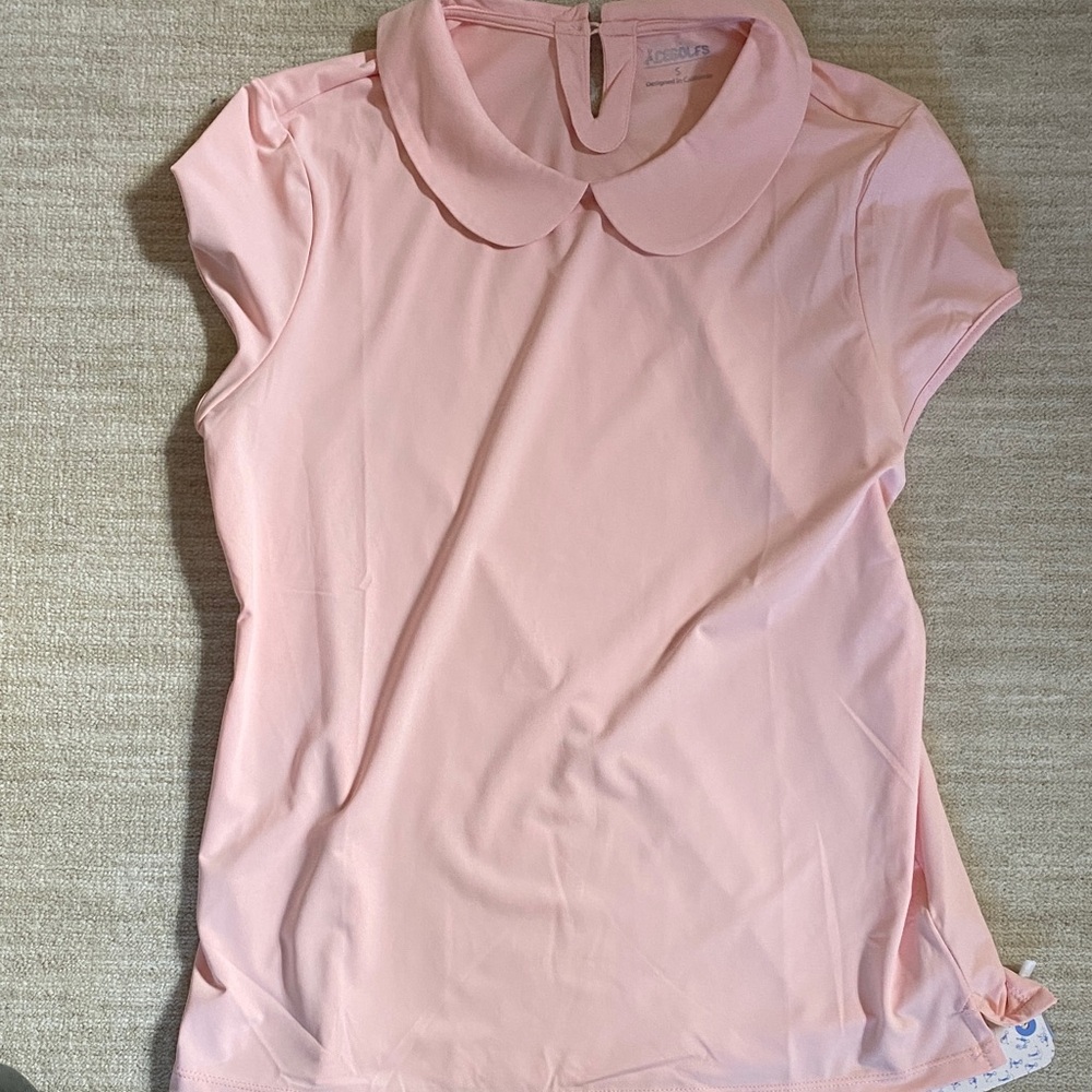 Chic Pink Peter Pan Collar Dry Fit Golf Shirt